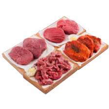 Malse runder- of kogelbiefstuk, biefstukpuntjes of rundersteaks